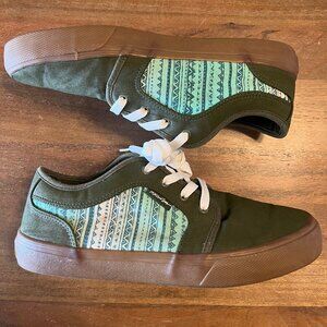Maui and Sons Wave Sneakers Shoes Mens 12‎ Green Blue Canvas Lace Up
